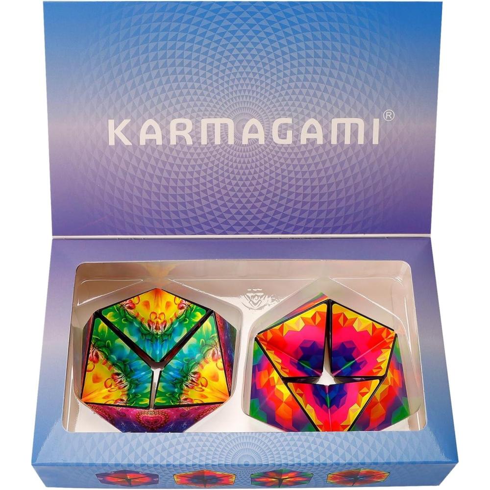 imageShashibo Karmagami Pixels and Boho 2 Pack Sensory Toy for Kids Kaleidocycle Fidget Toy for Adults to Stay Calm ampamp Focused TearResistant Desk Manipulative Gadget Ages 4