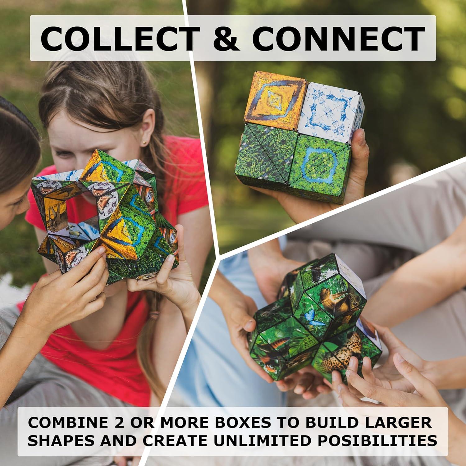 imageShashibo Shape Shifting Box AwardWinning STEM Fidget Toy with Strong Magnets Fidget Cube Transforms Into 100 Shapes Christmas Stocking Stuffers Gift for Kids Teens and Adults ForestWild Arctic
