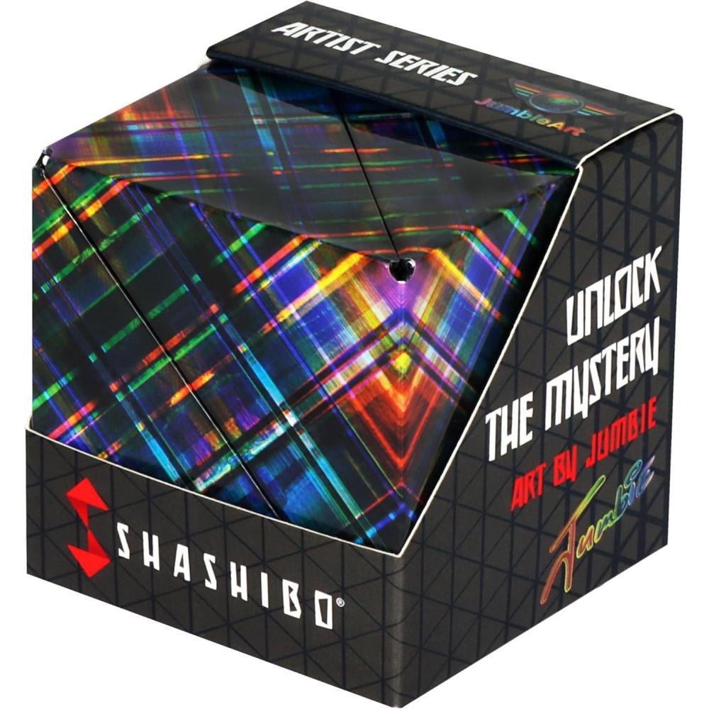 imageShashibo Shape Shifting Box AwardWinning STEM Fidget Toy with Strong Magnets Fidget Cube Transforms Into 100 Shapes Christmas Stocking Stuffers Gift for Kids Teens and Adults Cosmic SurferJumbie Disco Plaid