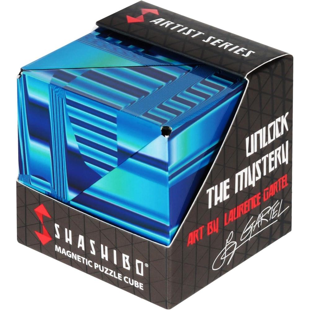 imageShashibo Shape Shifting Box AwardWinning STEM Fidget Toy with Strong Magnets Fidget Cube Transforms Into 100 Shapes Christmas Stocking Stuffers Gift for Kids Teens and Adults VaporGartel Blue Crystal