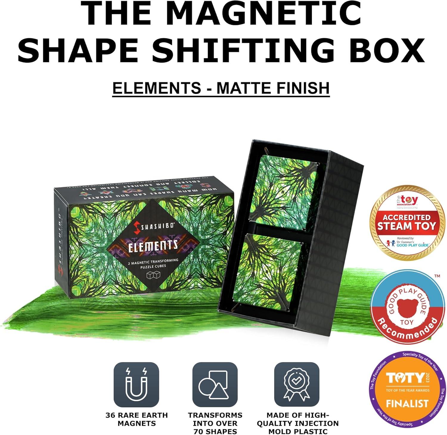 imageSHASHIBO Shape Shifting Box AwardWinning Patented Fidget Cube w 36 Rare Earth Magnets Transforms Into Over 70 Shapes Gift Box Download Fun in Motion Toys Mobile App Earth 4 PackElements