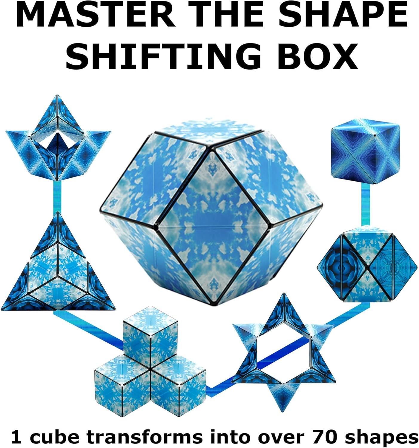 imageSHASHIBO Shape Shifting Box AwardWinning Patented Fidget Cube w 36 Rare Earth Magnets Transforms Into Over 70 Shapes Gift Box Download Fun in Motion Toys Mobile App Earth 4 PackBlue Planet