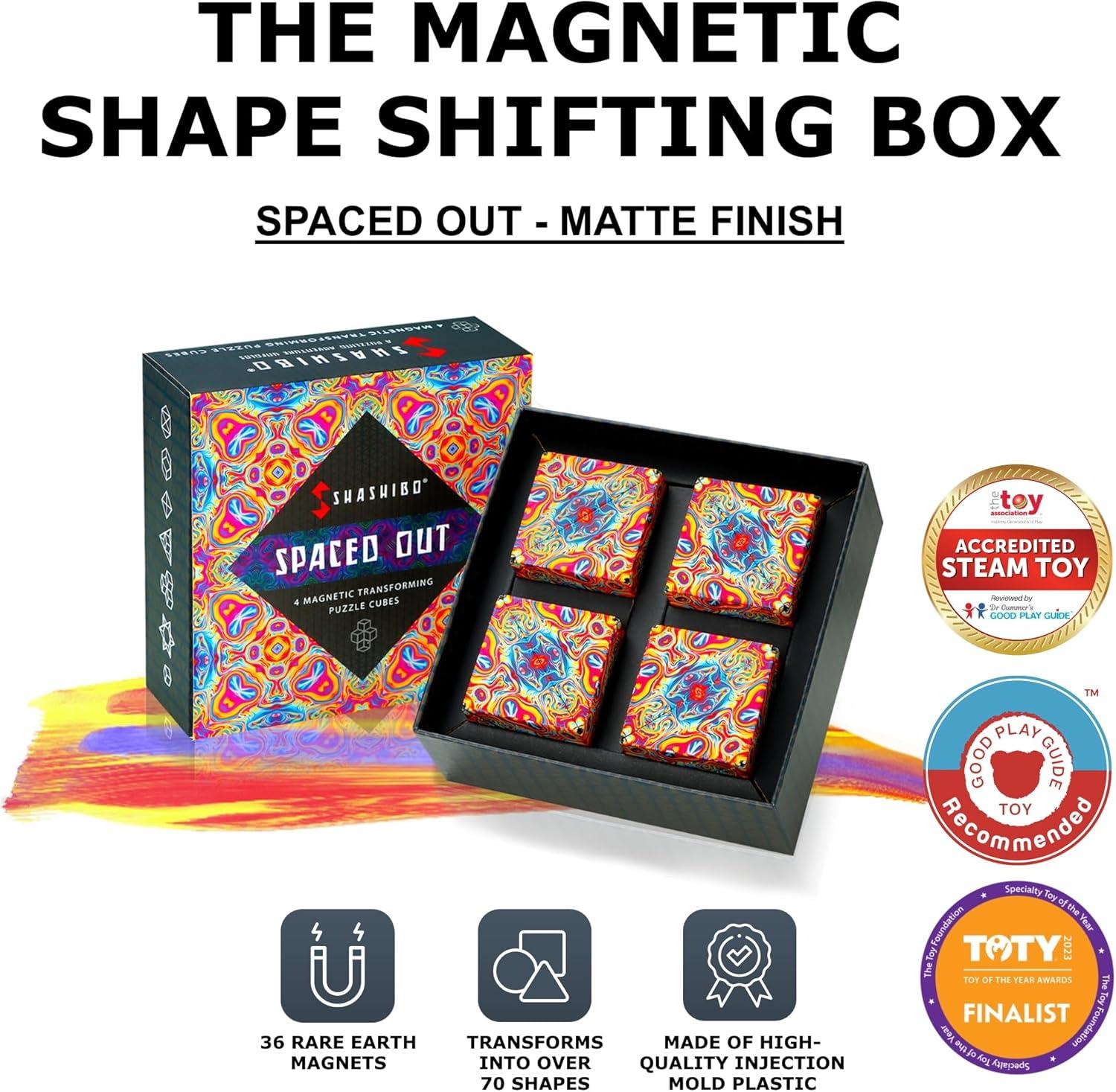 imageSHASHIBO Shape Shifting Box AwardWinning Patented Fidget Cube w 36 Rare Earth Magnets Transforms Into Over 70 Shapes Gift Box Download Fun in Motion Toys Mobile App Earth 4 PackSpaced Out