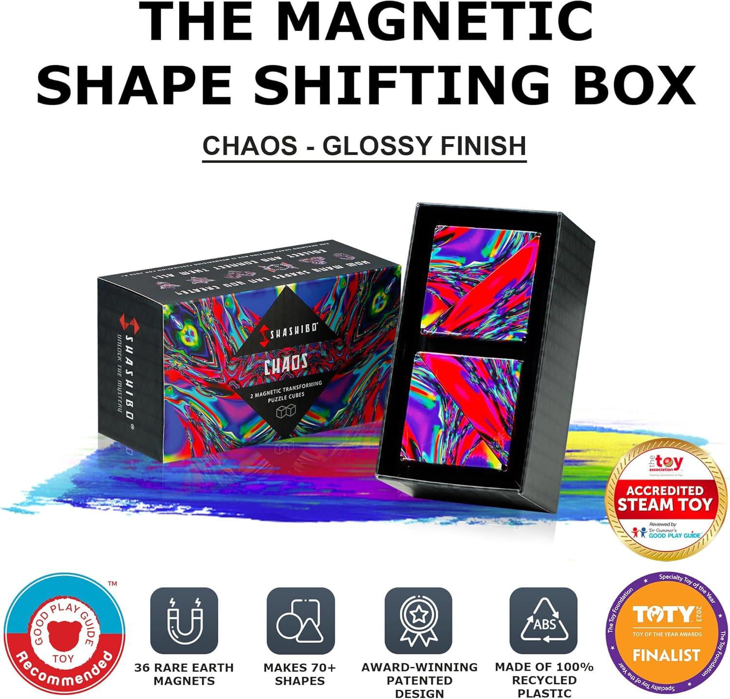 imageSHASHIBO Shape Shifting Box AwardWinning Patented Fidget Cube w 36 Rare Earth Magnets Transforms Into Over 70 Shapes Gift Box Download Fun in Motion Toys Mobile App Earth 4 PackChaos