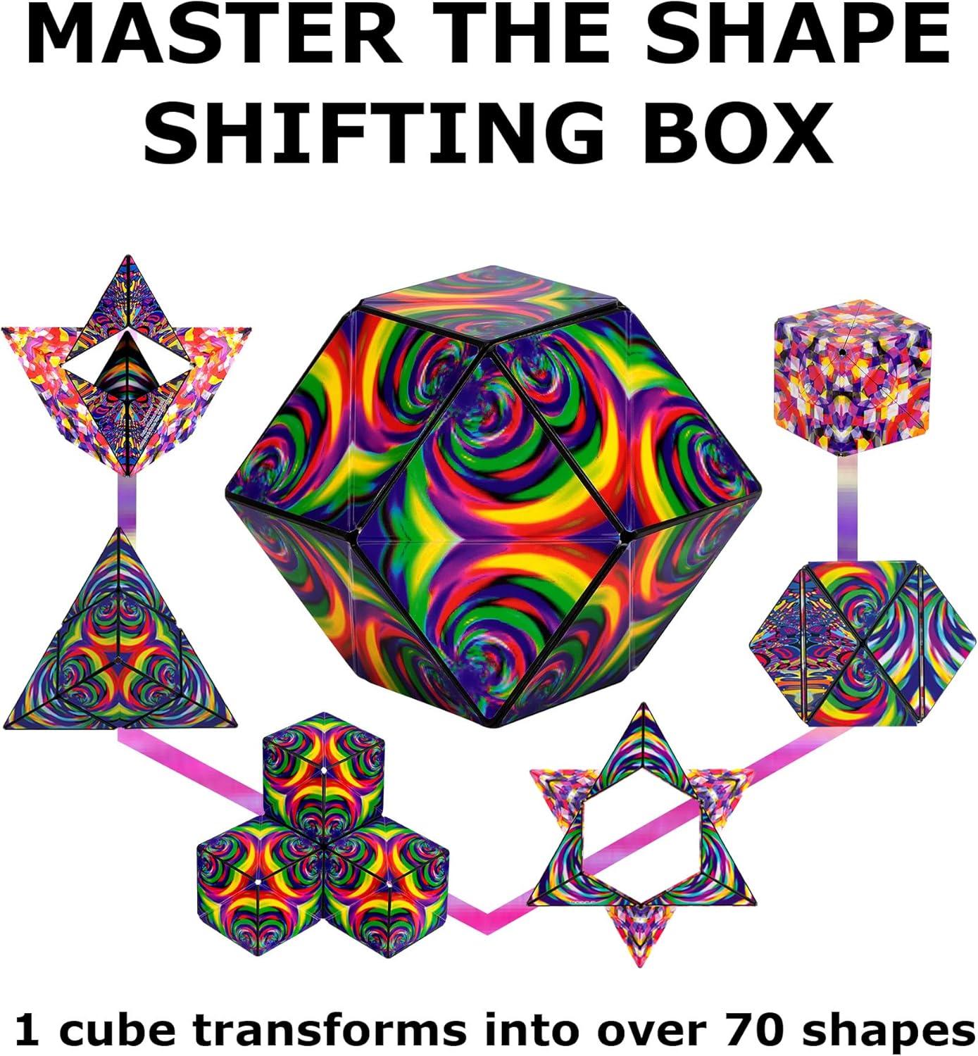 imageSHASHIBO Shape Shifting Box AwardWinning Patented Fidget Cube w 36 Rare Earth Magnets Transforms Into Over 70 Shapes Gift Box Download Fun in Motion Toys Mobile App Earth 4 PackConfetti