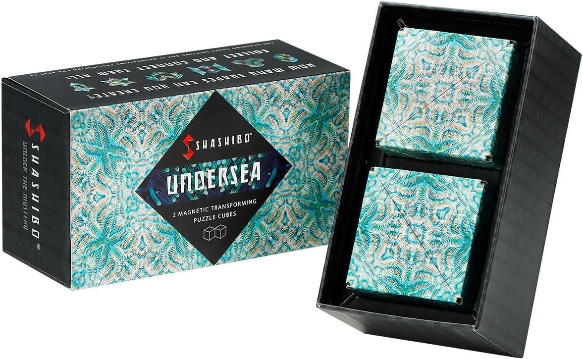 imageSHASHIBO Shape Shifting Box AwardWinning Patented Fidget Cube w 36 Rare Earth Magnets Transforms Into Over 70 Shapes Gift Box Download Fun in Motion Toys Mobile App Earth 4 PackUndersea