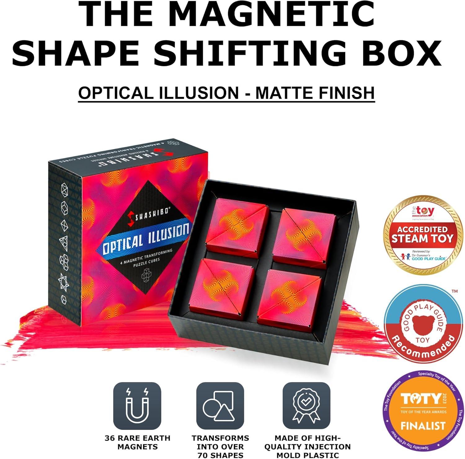 imageSHASHIBO Shape Shifting Box AwardWinning Patented Fidget Cube w 36 Rare Earth Magnets Transforms Into Over 70 Shapes Gift Box Download Fun in Motion Toys Mobile App Earth 4 PackOptical Illusion