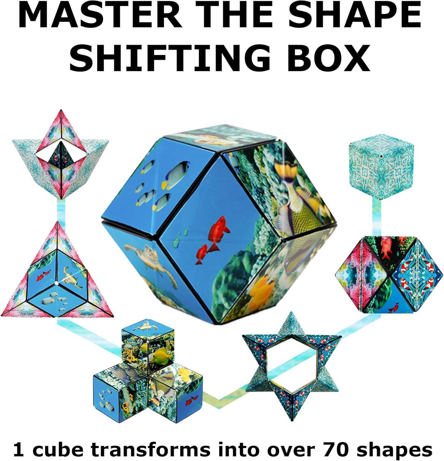 imageSHASHIBO Shape Shifting Box AwardWinning Patented Fidget Cube w 36 Rare Earth Magnets Transforms Into Over 70 Shapes Gift Box Download Fun in Motion Toys Mobile App Earth 4 PackUndersea
