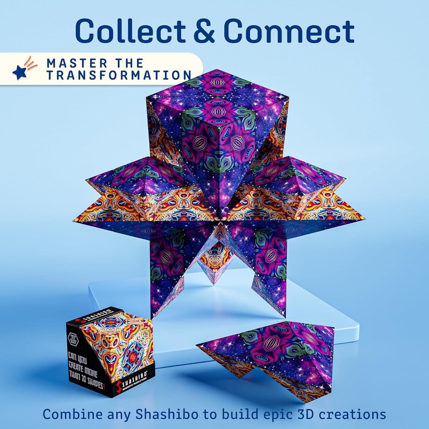 imageSHASHIBO Shape Shifting Box AwardWinning Patented Fidget Cube w 36 Rare Earth Magnets Transforms Into Over 70 Shapes Gift Box Download Fun in Motion Toys Mobile App Earth 4 PackSpaced Out