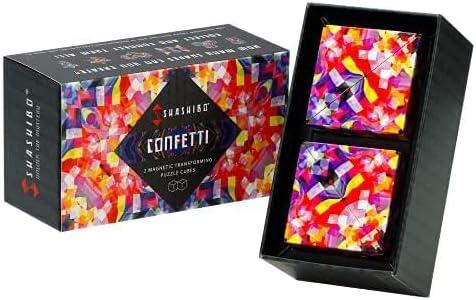 imageSHASHIBO Shape Shifting Box AwardWinning Patented Fidget Cube w 36 Rare Earth Magnets Transforms Into Over 70 Shapes Gift Box Download Fun in Motion Toys Mobile App Earth 4 PackConfetti