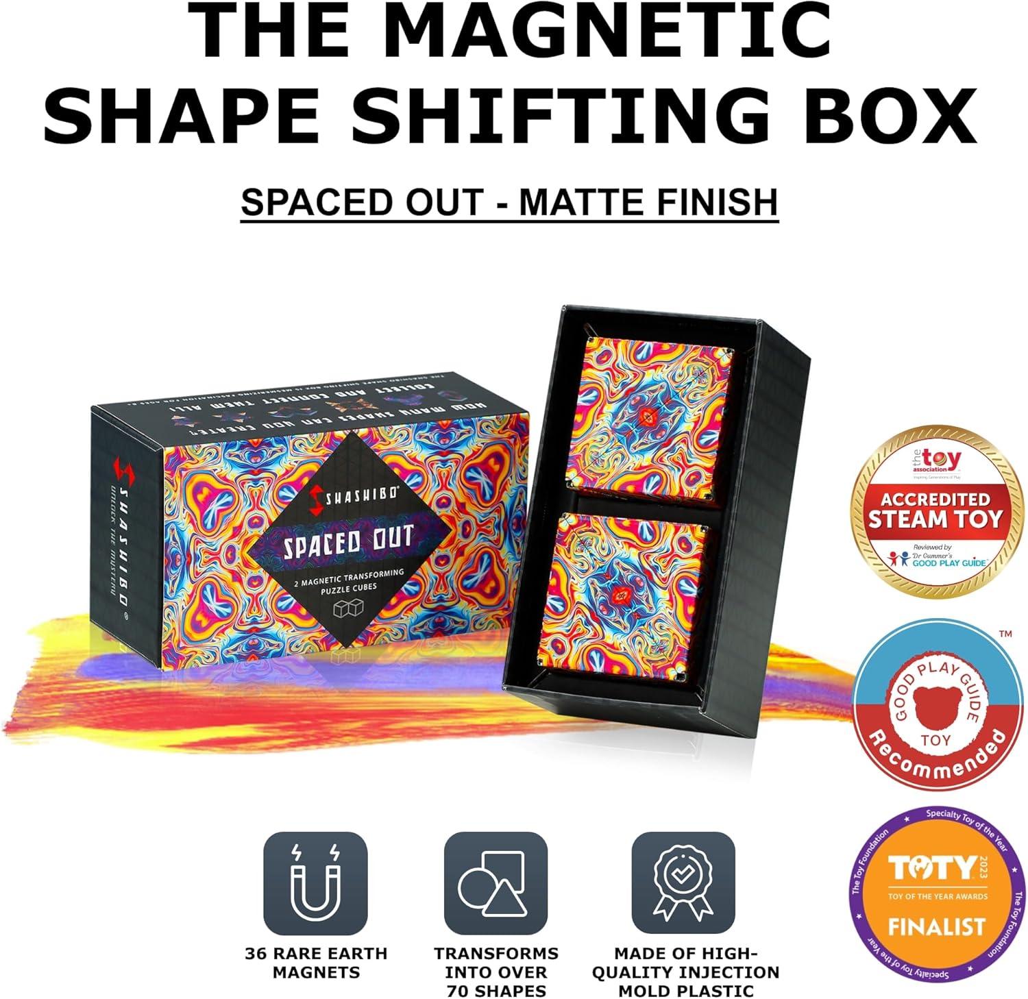 imageSHASHIBO Shape Shifting Box AwardWinning Patented Fidget Cube w 36 Rare Earth Magnets Transforms Into Over 70 Shapes Gift Box Download Fun in Motion Toys Mobile App Earth 4 PackSpaced Out