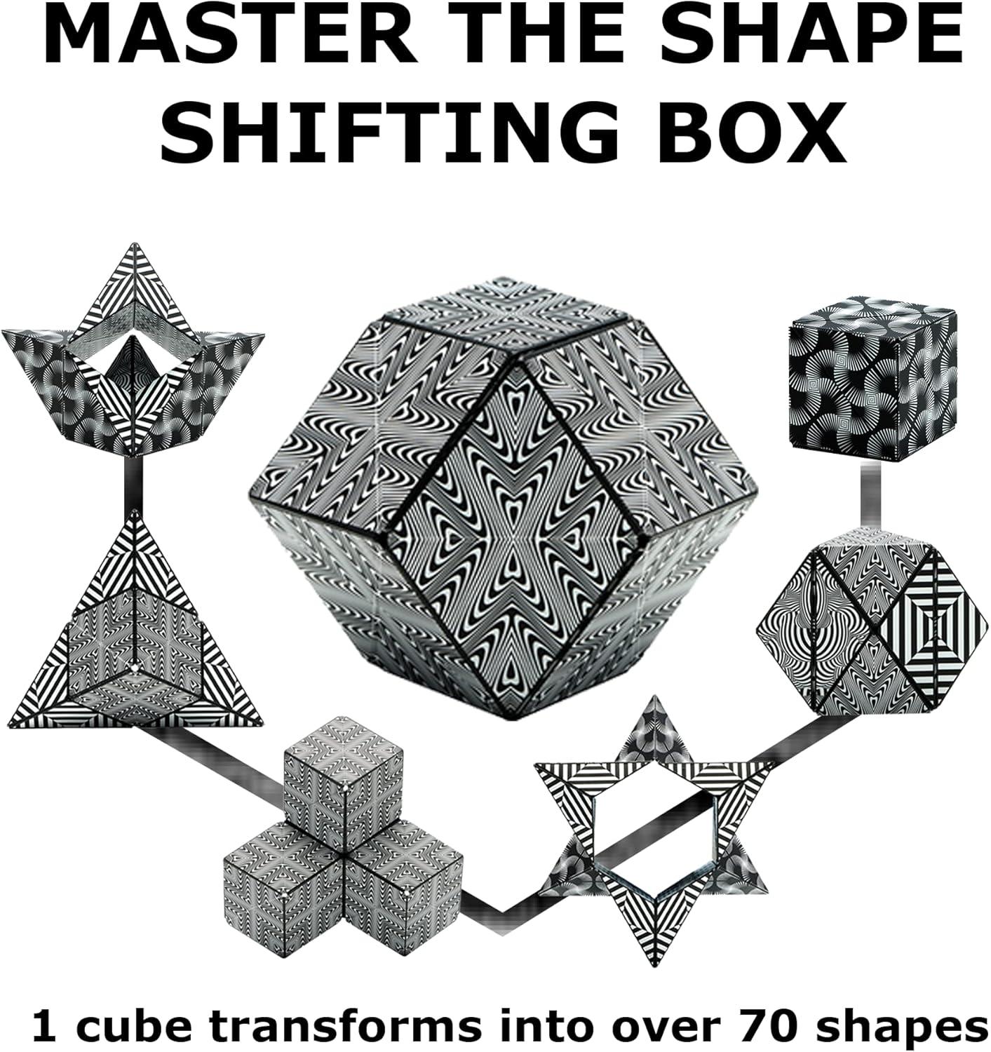 imageSHASHIBO Shape Shifting Box AwardWinning Patented Fidget Cube w 36 Rare Earth Magnets Transforms Into Over 70 Shapes Gift Box Download Fun in Motion Toys Mobile App Earth 4 PackWhite Black