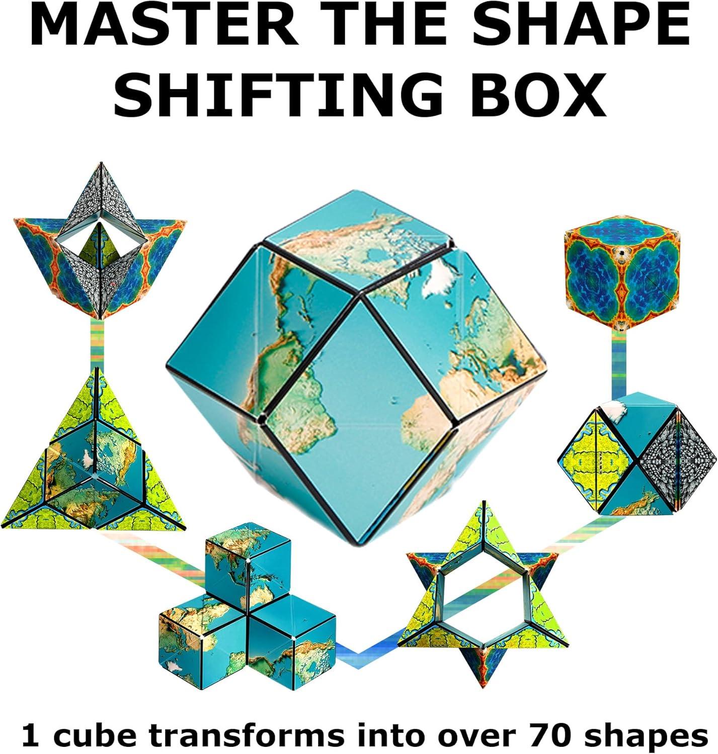 imageSHASHIBO Shape Shifting Box AwardWinning Patented Fidget Cube w 36 Rare Earth Magnets Transforms Into Over 70 Shapes Gift Box Download Fun in Motion Toys Mobile App Earth 4 PackEarth
