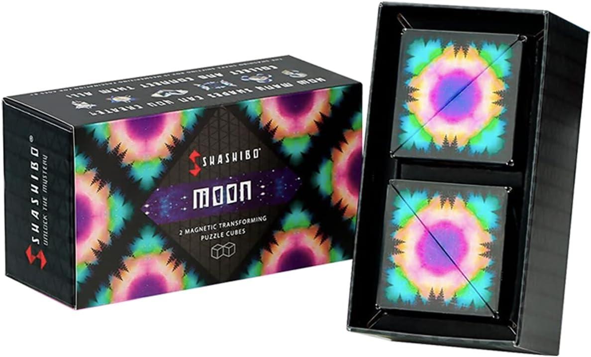 imageSHASHIBO Shape Shifting Box AwardWinning Patented Fidget Cube w 36 Rare Earth Magnets Transforms Into Over 70 Shapes Gift Box Download Fun in Motion Toys Mobile App Earth 4 PackMoon