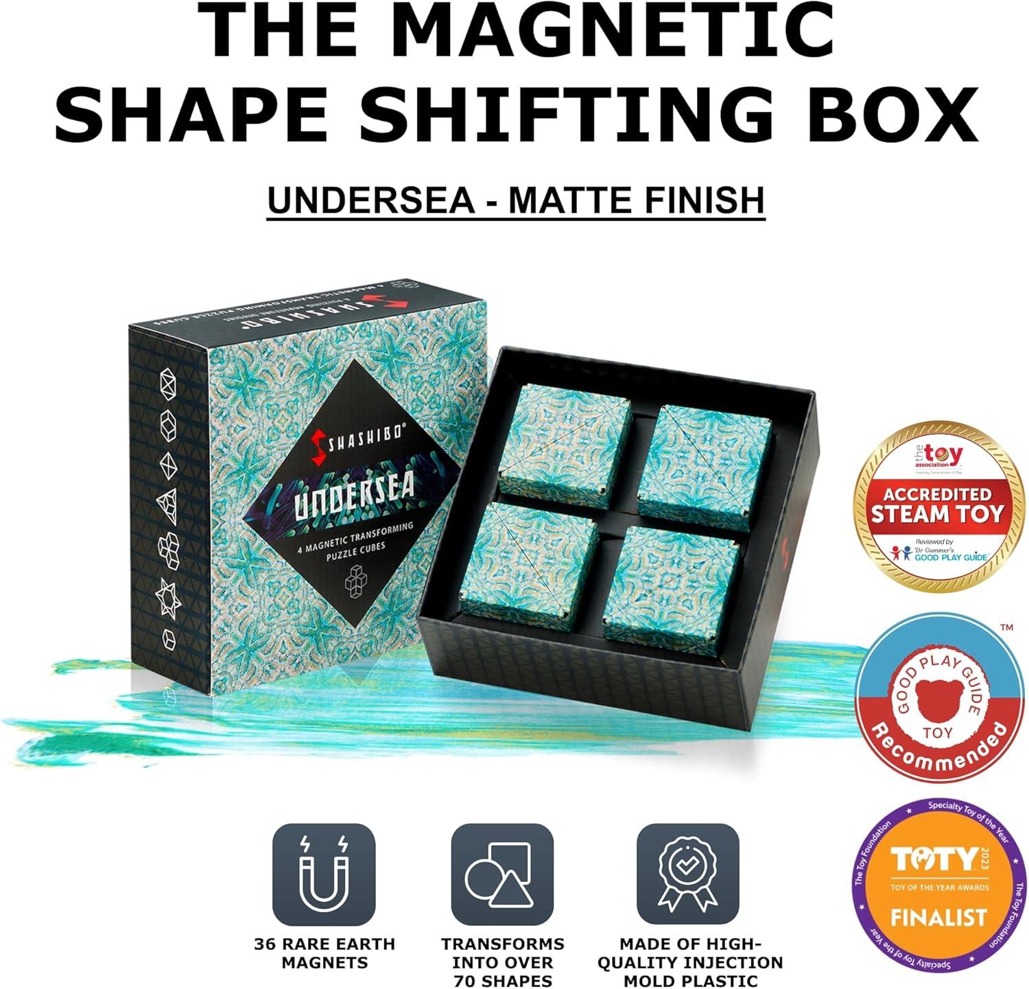 imageSHASHIBO Shape Shifting Box AwardWinning Patented Fidget Cube w 36 Rare Earth Magnets Transforms Into Over 70 Shapes Gift Box Download Fun in Motion Toys Mobile App Earth 4 PackUndersea