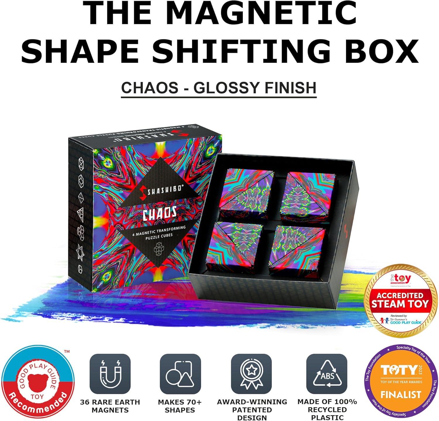 imageSHASHIBO Shape Shifting Box AwardWinning Patented Fidget Cube w 36 Rare Earth Magnets Transforms Into Over 70 Shapes Gift Box Download Fun in Motion Toys Mobile App Earth 4 PackChaos