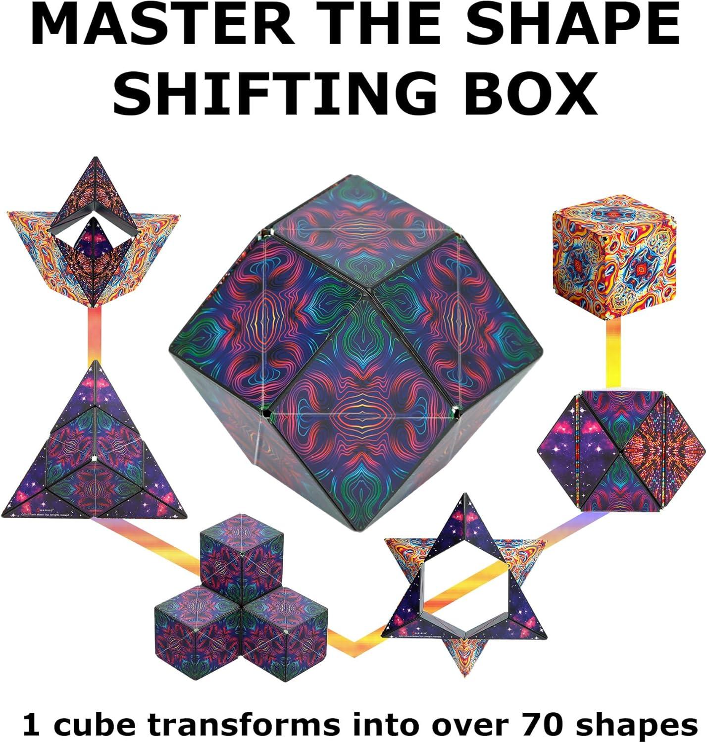 imageSHASHIBO Shape Shifting Box AwardWinning Patented Fidget Cube w 36 Rare Earth Magnets Transforms Into Over 70 Shapes Gift Box Download Fun in Motion Toys Mobile App Earth 4 PackSpaced Out