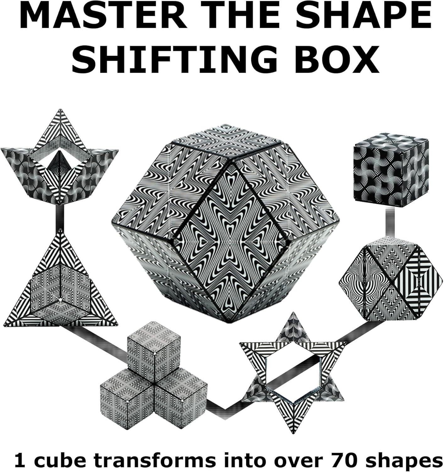 imageSHASHIBO Shape Shifting Box AwardWinning Patented Fidget Cube w 36 Rare Earth Magnets Transforms Into Over 70 Shapes Gift Box Download Fun in Motion Toys Mobile App Earth 4 PackWhite Black