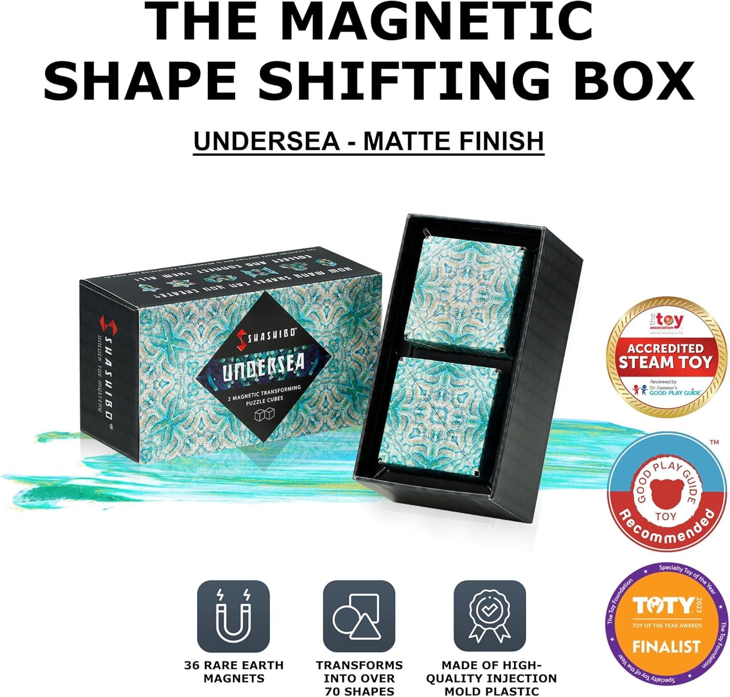 imageSHASHIBO Shape Shifting Box AwardWinning Patented Fidget Cube w 36 Rare Earth Magnets Transforms Into Over 70 Shapes Gift Box Download Fun in Motion Toys Mobile App Earth 4 PackUndersea