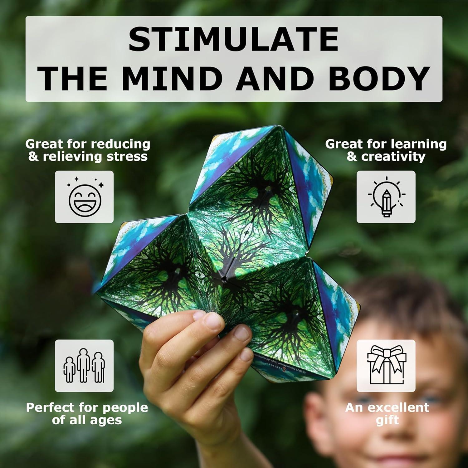 imageSHASHIBO Shape Shifting Box AwardWinning Patented Fidget Cube w 36 Rare Earth Magnets Transforms Into Over 70 Shapes Gift Box Download Fun in Motion Toys Mobile App Earth 4 PackConfetti