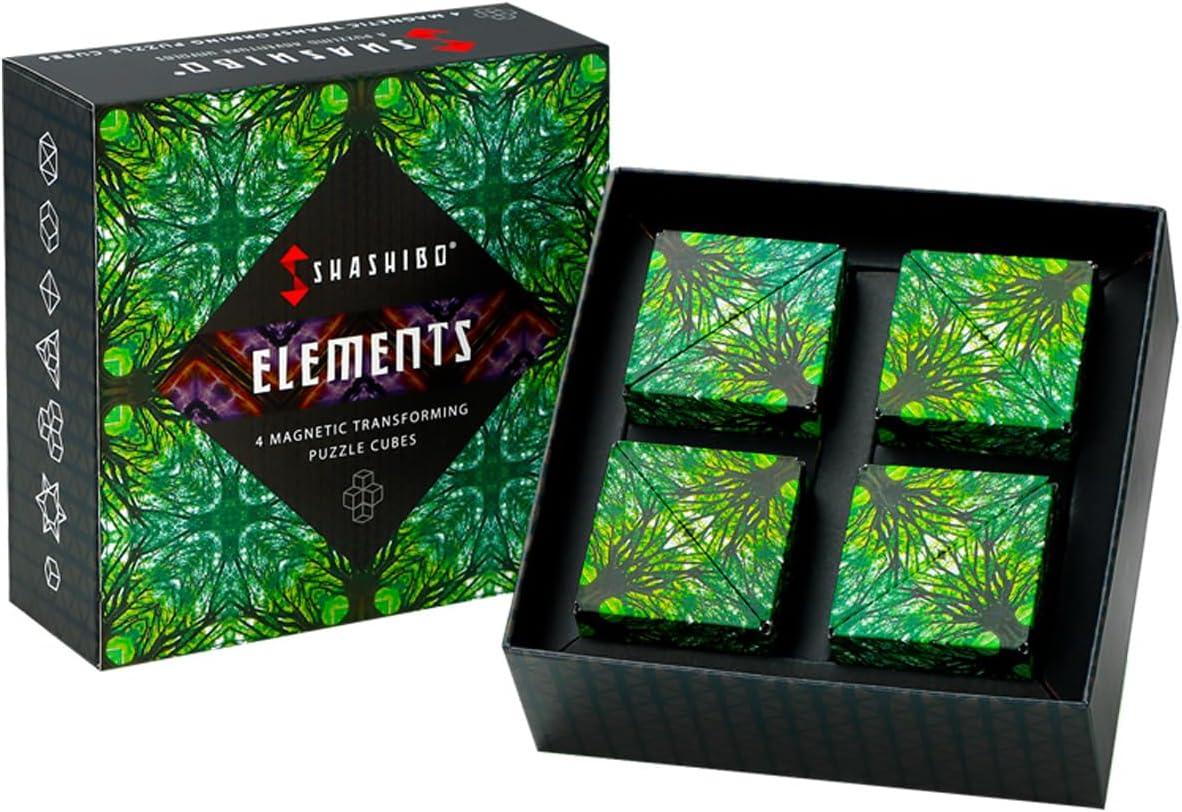 imageSHASHIBO Shape Shifting Box AwardWinning Patented Fidget Cube w 36 Rare Earth Magnets Transforms Into Over 70 Shapes Gift Box Download Fun in Motion Toys Mobile App Earth 4 PackElements