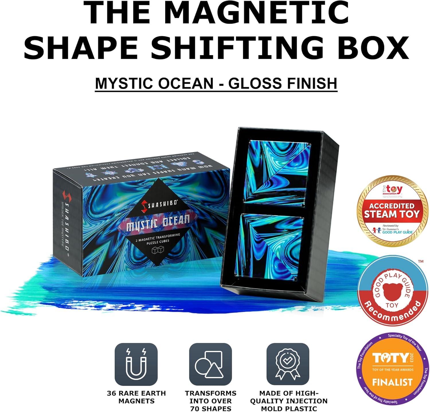 imageSHASHIBO Shape Shifting Box AwardWinning Patented Fidget Cube w 36 Rare Earth Magnets Transforms Into Over 70 Shapes Gift Box Download Fun in Motion Toys Mobile App Earth 4 PackMystic Ocean