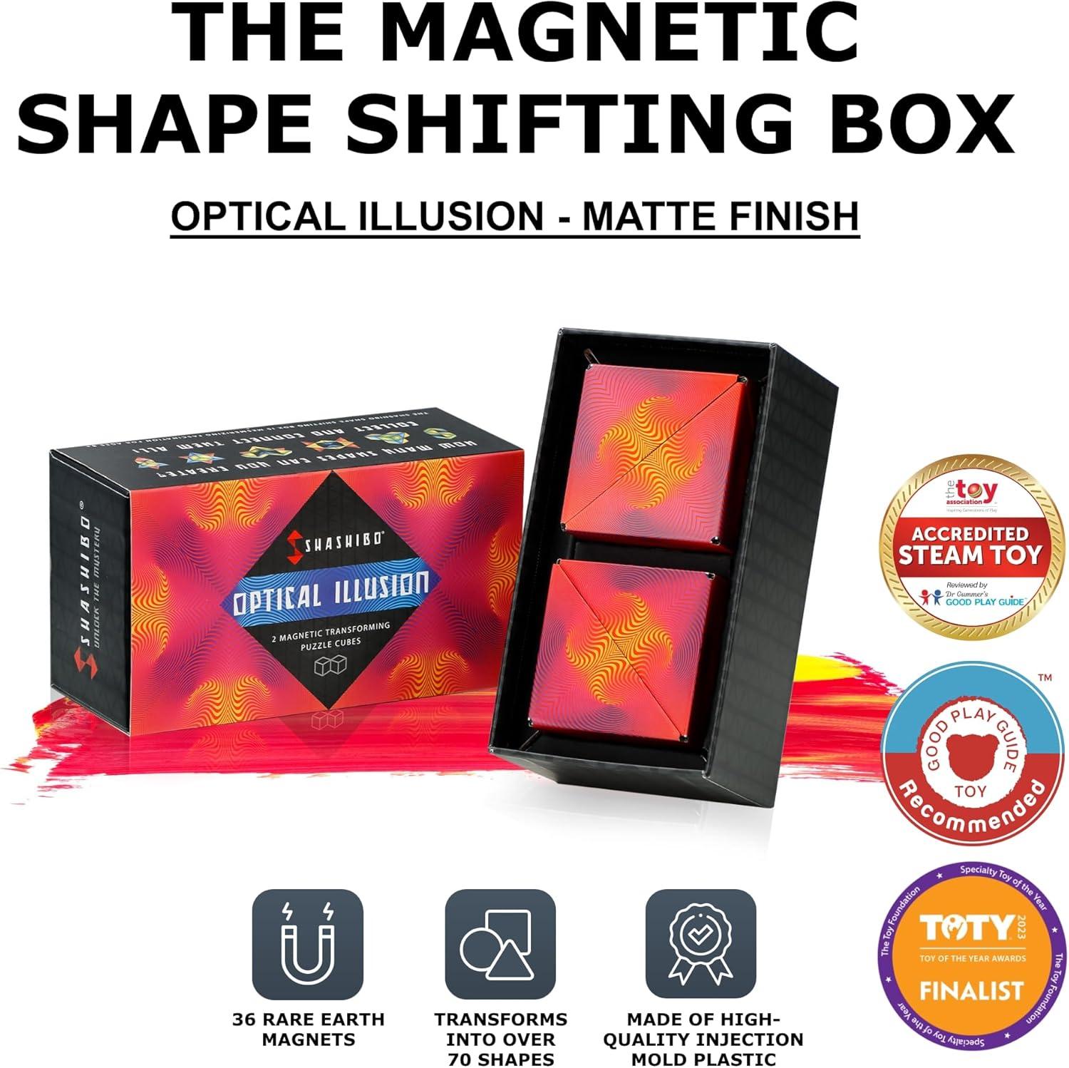 imageSHASHIBO Shape Shifting Box AwardWinning Patented Fidget Cube w 36 Rare Earth Magnets Transforms Into Over 70 Shapes Gift Box Download Fun in Motion Toys Mobile App Earth 4 PackOptical Illusion