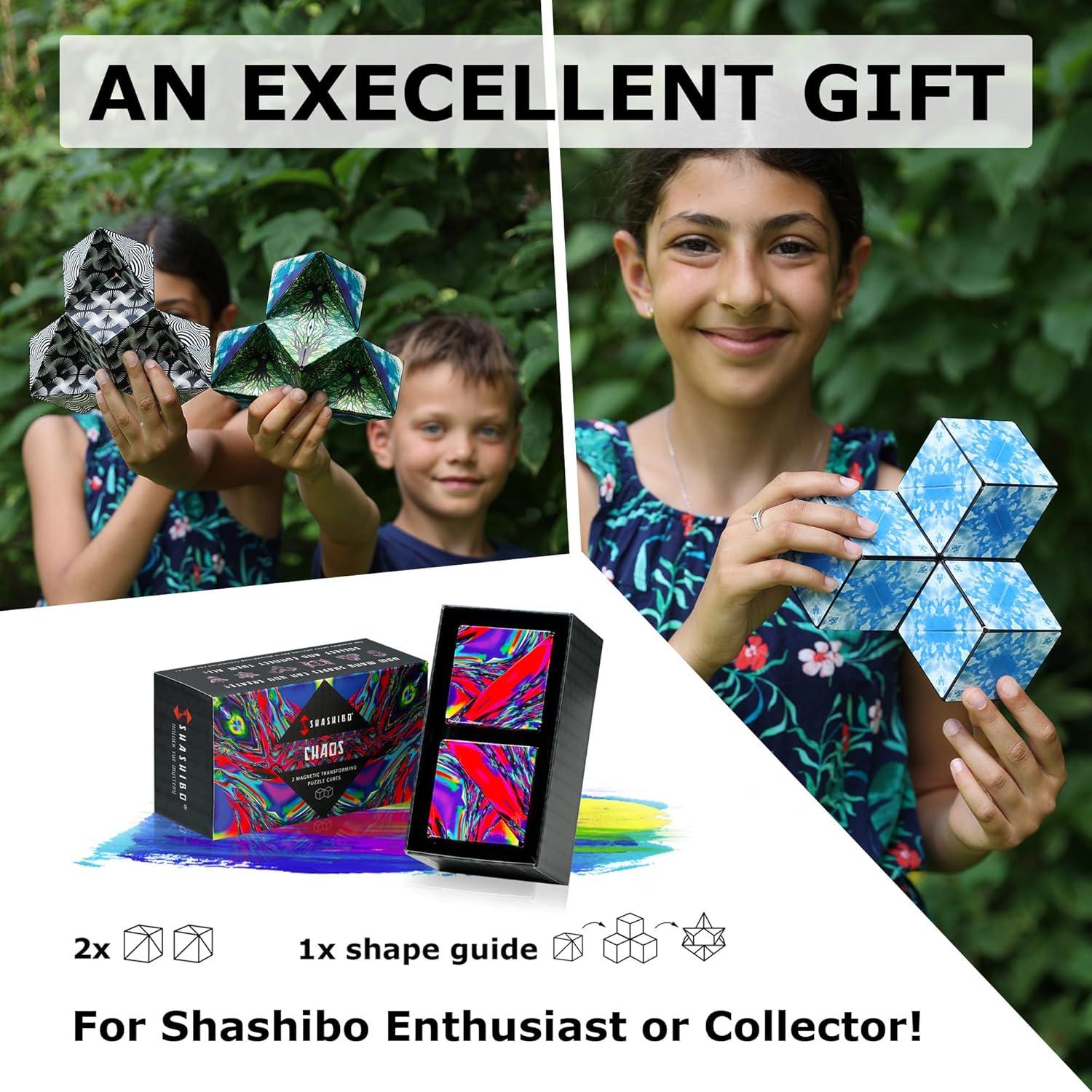 imageSHASHIBO Shape Shifting Box AwardWinning Patented Fidget Cube w 36 Rare Earth Magnets Transforms Into Over 70 Shapes Gift Box Download Fun in Motion Toys Mobile App Earth 4 PackChaos