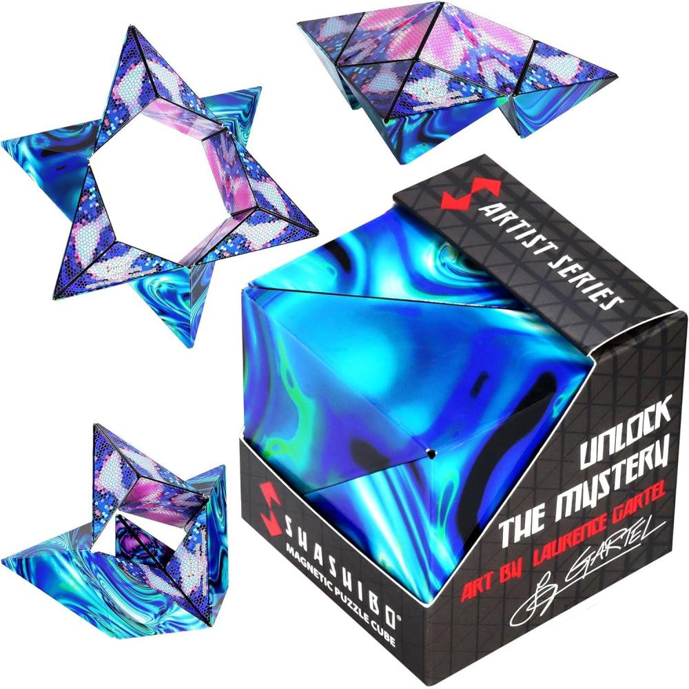 imageSHASHIBO Shape Shifting Box AwardWinning Patented Fidget Cube w 36 Rare Earth Magnets Transforms Into Over 70 Shapes Gift Box Download Fun in Motion Toys Mobile App Earth 4 PackMystic Ocean