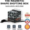 SHASHIBO Shape Shifting Box – Award-Winning, Patented Fidget Cube w/ 36 Rare Earth Magnets – Transforms Into Over 70 Shapes, Gift Box, Download Fun in Motion Toys Mobile App (Earth, 4 Pack)(White & Black)