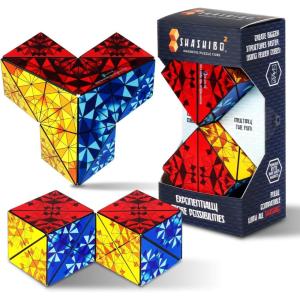 Shashibo Octa Christmas Stocking Stuffers for Kids – Shape Shifting Sensory Fidget Toy – Magnetic STEM Brain Teaser Game Gift with Endless Shape Possibilities – Pairs All Shashibo Cubes (Infinity)(Primary)